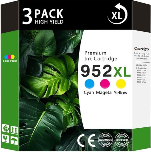 952XL Ink Cartridges Combo Pack Compatible for HP 952XL HP952 HP952XL Replacement for Officejet Pro 8710 7740 8720 8702 8210 7720 8700 8740 8216 8725 8200 Printers (Cyan/Magenta/Yellow 3-Pack) in Saudi Arabia
