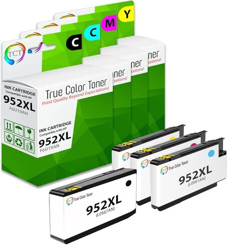 خرطوشة حبر TCT 952XL مكونة من 4 عبوات - بديل متوافق لطابعات HP 952XL F6U19AN L0S61AN L0S64AN L0S67AN تعمل مع طابعات HP OfficeJet 7740 8702 8715 Pro 8210 8216 8218 8710 in Kuwait