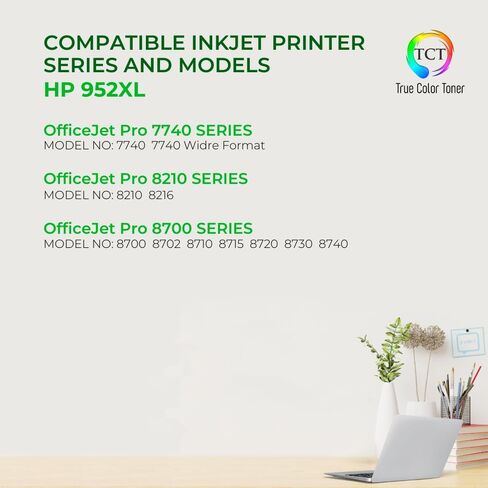 خرطوشة حبر TCT 952XL مكونة من 4 عبوات - بديل متوافق لطابعات HP 952XL F6U19AN L0S61AN L0S64AN L0S67AN تعمل مع طابعات HP OfficeJet 7740 8702 8715 Pro 8210 8216 8218 8710 in Kuwait