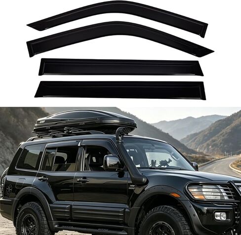 4PCS Tape-On Window Visors Compatible with Montero 2001-2006, Full Black Rain Guards, Side Window Deflectors, Car Exterior Accessories in Saudi Arabia
