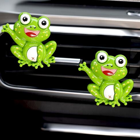 Pinbola 5 Pcs Fluffy Frog Cartoon Steering Wheel Cover Car Accessories Set Universal 14.5-15 Inch Warm Soft Plush Cup Coasters Car Decoration for Women (Green Forg) in Saudi Arabia