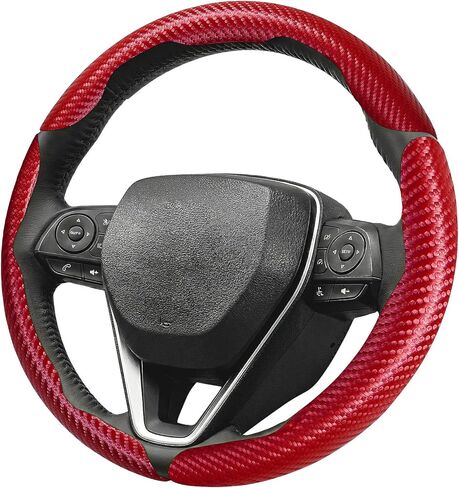 3pcs Carbon Fiber Anti-Slip Auto Car Steering Wheel Cover Fits for Chevy Silverado,Tahoe,Equinox,Traverse,Trailblazer,Colorado, (Black) in Saudi Arabia
