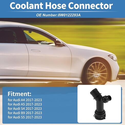 Engine Coolant Hose Connector for Audi A4 2017-2023 Plastic Radiator Coolant Hose Pipe Connector No.8W0122293A Black 1 Pcs in Saudi Arabia