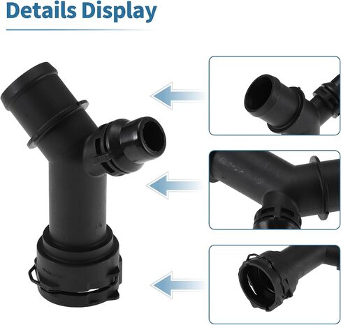Engine Coolant Hose Connector for Audi A4 2017-2023 Plastic Radiator Coolant Hose Pipe Connector No.8W0122293A Black 1 Pcs in Saudi Arabia