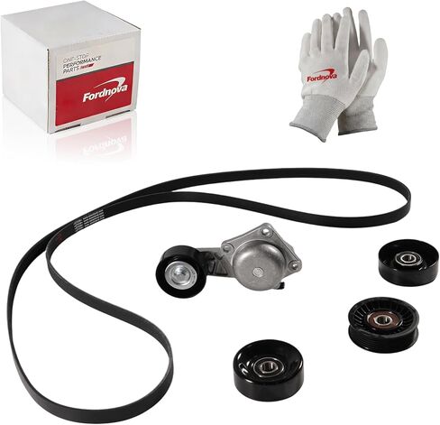 Fordnova Serpentine Belt Drive Kit Tensioner Idler Pulley Assembly Compatible with Ford F150 F250 2005-2010, Explorer 06-10, Expedition 09-14, 5.4L 4.6L in Saudi Arabia