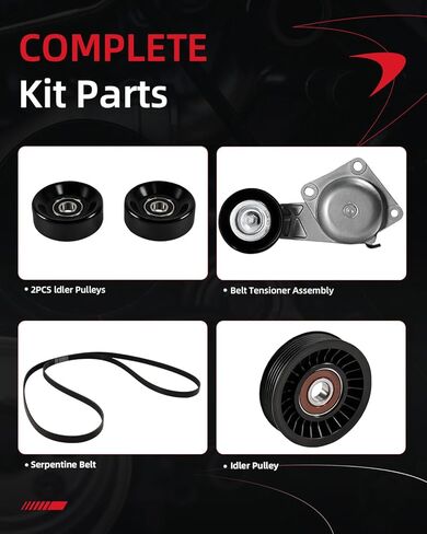 Fordnova Serpentine Belt Drive Kit Tensioner Idler Pulley Assembly Compatible with Ford F150 F250 2005-2010, Explorer 06-10, Expedition 09-14, 5.4L 4.6L in Saudi Arabia