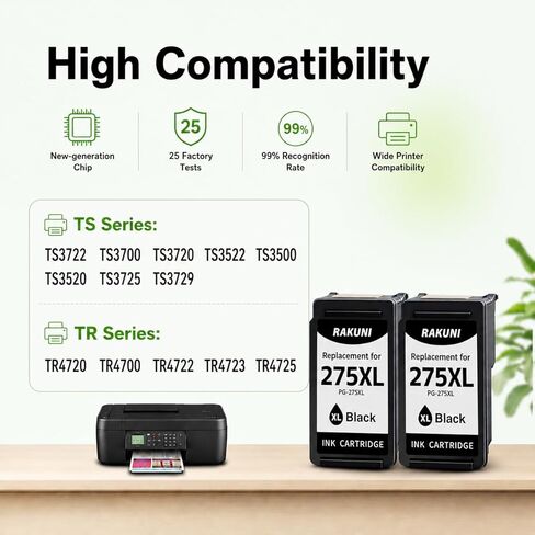 PG-275XL PG-275 Black Ink Cartridge Replacement for Canon 275 Black Ink Cartridge 275XL PG-275 XL Works for Canon PIXMA TS3722 TR4720 TS3700 TR4700 TR4722 TS3522 TS3500 TS3720 Printers (2 Black) in Saudi Arabia
