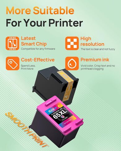 65XL 65 Ink Cartridges Black/Color Combo Pack Replacement for HP 65 65XL Ink Cartridges Work for HP DeskJet 3755 3772 3752 3700 3722 2600 2622 Envy 5055 5000 5070 5052 Printer ( 2 Black,1 Tri Color ) in Kuwait