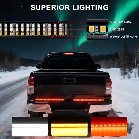 شريط إضاءة للباب الخلفي - قطعتان من شريط LED بإطار من الألومنيوم مقاس 28 بوصة مع فرامل حمراء، دوران أصفر، مصابيح عكسية بيضاء، شريط إضاءة LED للباب الخلفي ثلاثي الصف مقاوم للماء للشاحنات وسيارات الدفع الرباعي والشاحنات الصغيرة in Kuwait