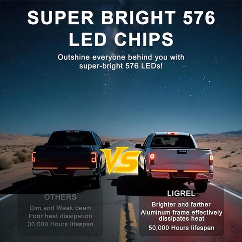 شريط إضاءة للباب الخلفي - قطعتان من شريط LED بإطار من الألومنيوم مقاس 28 بوصة مع فرامل حمراء، دوران أصفر، مصابيح عكسية بيضاء، شريط إضاءة LED للباب الخلفي ثلاثي الصف مقاوم للماء للشاحنات وسيارات الدفع الرباعي والشاحنات الصغيرة in Kuwait