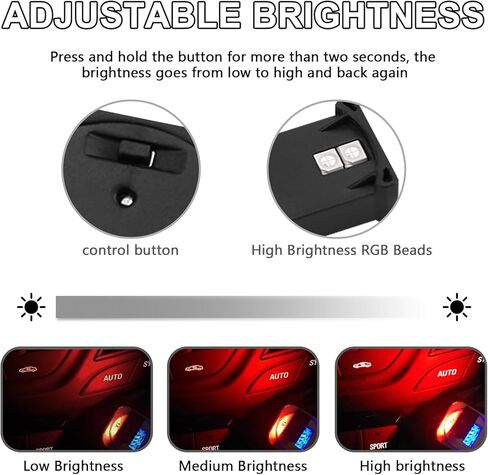 2PCS USB Type C LED Ambient Light,8 Colors RGB Dynamic Interior Atmosphere Lamp,Adjustable Mini USB LED Light for Car Decoration, Laptop, Keyboard, Universal Vehicle Interior Accessories in Kuwait