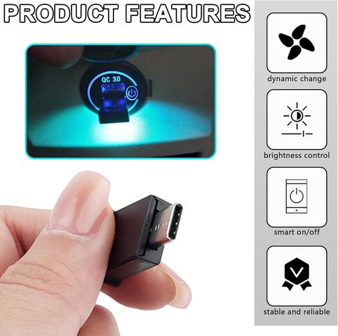 2PCS USB Type C LED Ambient Light,8 Colors RGB Dynamic Interior Atmosphere Lamp,Adjustable Mini USB LED Light for Car Decoration, Laptop, Keyboard, Universal Vehicle Interior Accessories in Kuwait