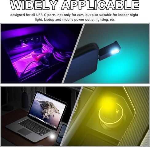 2PCS USB Type C LED Ambient Light,8 Colors RGB Dynamic Interior Atmosphere Lamp,Adjustable Mini USB LED Light for Car Decoration, Laptop, Keyboard, Universal Vehicle Interior Accessories in Kuwait