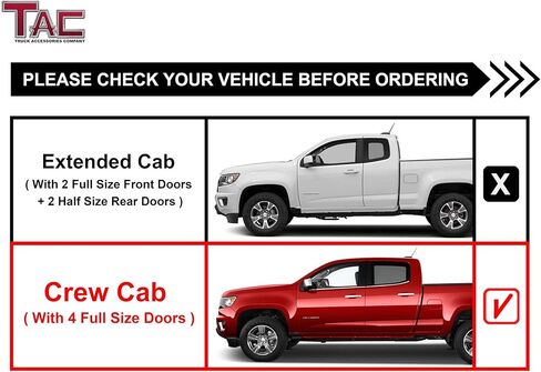 TAC Fort Running Boards Compatible with 2015-2026 Chevy Colorado/GMC Canyon Crew Cab |Side Steps |Nerf Bars |Off-Road Pickup Truck Exterior Accessories |Carbon Steel Fine Texutre Black 2PCS in Kuwait