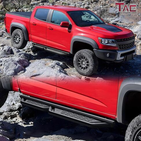 TAC Fort Running Boards Compatible with 2015-2026 Chevy Colorado/GMC Canyon Crew Cab |Side Steps |Nerf Bars |Off-Road Pickup Truck Exterior Accessories |Carbon Steel Fine Texutre Black 2PCS in Kuwait