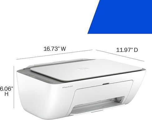 طابعة HP DeskJet 2923 اللاسلكية الكل في واحد ملونة نافثة للحبر، ماسح ضوئي، ناسخة، الأفضل للمنزل، تجربة 6 أشهر من الحبر الفوري، قادرة على الذكاء الاصطناعي (B18JWA) in Kuwait