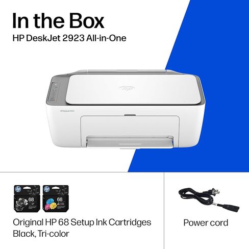 طابعة HP DeskJet 2923 اللاسلكية الكل في واحد ملونة نافثة للحبر، ماسح ضوئي، ناسخة، الأفضل للمنزل، تجربة 6 أشهر من الحبر الفوري، قادرة على الذكاء الاصطناعي (B18JWA) in Kuwait