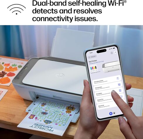 طابعة HP DeskJet 2923 اللاسلكية الكل في واحد ملونة نافثة للحبر، ماسح ضوئي، ناسخة، الأفضل للمنزل، تجربة 6 أشهر من الحبر الفوري، قادرة على الذكاء الاصطناعي (B18JWA) in Kuwait