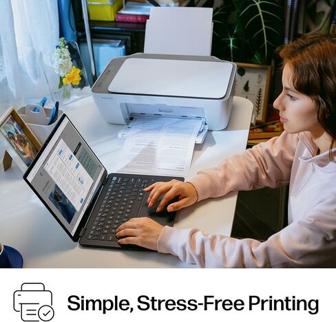 طابعة HP DeskJet 2923 اللاسلكية الكل في واحد ملونة نافثة للحبر، ماسح ضوئي، ناسخة، الأفضل للمنزل، تجربة 6 أشهر من الحبر الفوري، قادرة على الذكاء الاصطناعي (B18JWA) in Kuwait