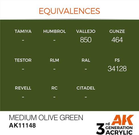 AK Interactive الجيل الثالث من الأكريليك المتوسط ​​باللون الأخضر الزيتوني 17 مل in Kuwait