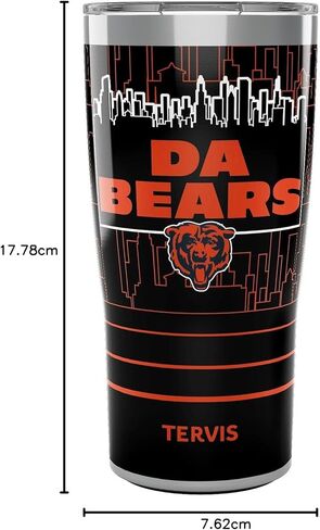 Tervis Traveler NFL Chicago Bears - Da Bears Slogan Triple Walled Insulated Tumbler Travel Cup Keeps Drinks Cold & Hot, 20oz, Stainless Steel in Saudi Arabia