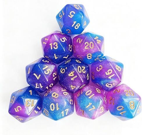 10 Pieces Polyhedral D20 Dice Set, 20 Sided Dice 20mm for RPG MTG DND Table Games (Pink Blue) in Saudi Arabia