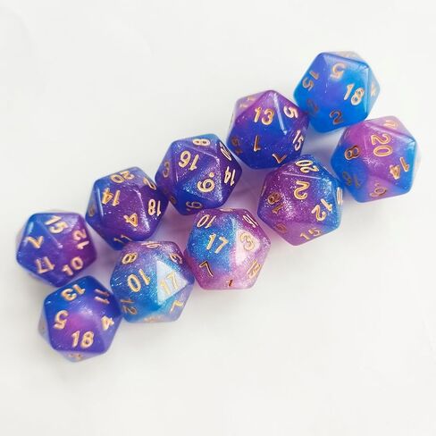 10 Pieces Polyhedral D20 Dice Set, 20 Sided Dice 20mm for RPG MTG DND Table Games (Pink Blue) in Saudi Arabia