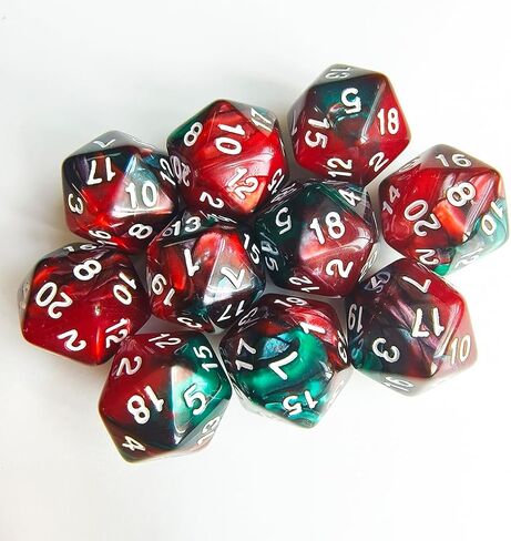 10 Pieces Polyhedral D20 Dice Set, 20 Sided Dice 20mm for RPG MTG DND Table Games (Pink Blue) in Saudi Arabia