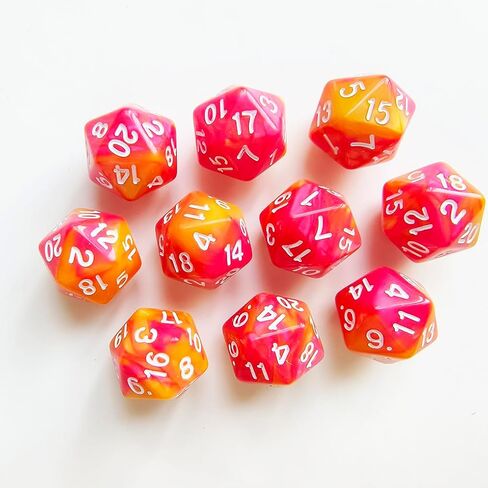 10 Pieces Polyhedral D20 Dice Set, 20 Sided Dice 20mm for RPG MTG DND Table Games (Pink Blue) in Saudi Arabia