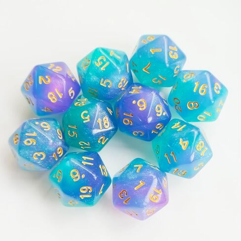10 Pieces Polyhedral D20 Dice Set, 20 Sided Dice 20mm for RPG MTG DND Table Games (Pink Blue) in Saudi Arabia