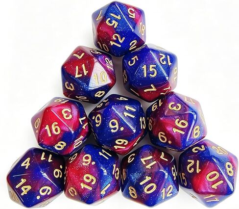 10 Pieces Polyhedral D20 Dice Set, 20 Sided Dice 20mm for RPG MTG DND Table Games (Pink Blue) in Saudi Arabia