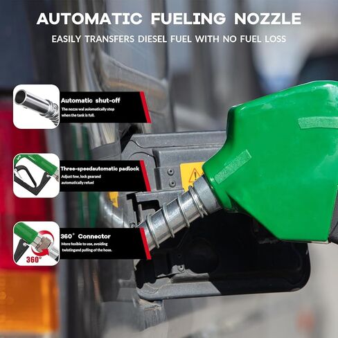 48 Gal Portable Fuel Tank, Diesel & Gasoline Transfer Tank, Durable Fuel Transfer Tank with 12v Electric Pump, 10GPM Flow, 13Ft Hose & Auto Nozzle, Easy Transportation in Saudi Arabia