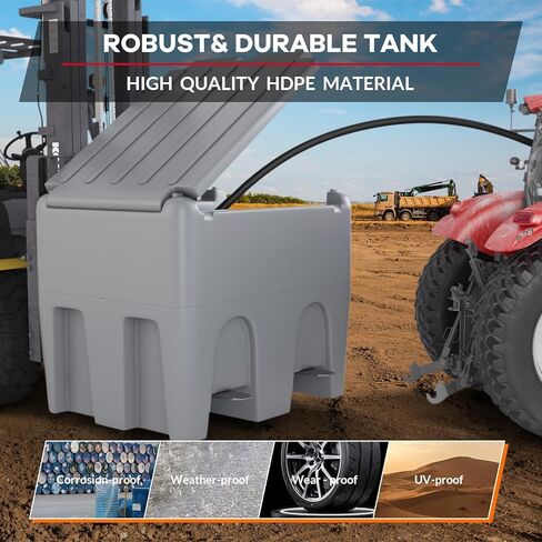 48 Gal Portable Fuel Tank, Diesel & Gasoline Transfer Tank, Durable Fuel Transfer Tank with 12v Electric Pump, 10GPM Flow, 13Ft Hose & Auto Nozzle, Easy Transportation in Saudi Arabia