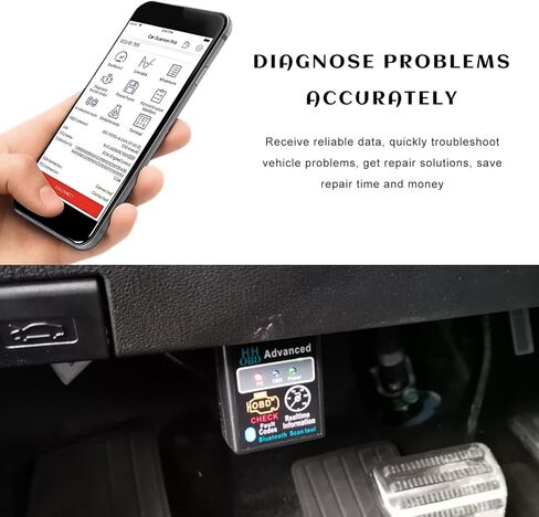 OBD2 Bluetooth Scanner for Car, Wireless OBDII Auto Engine Fault Code Reader Scan Tool w/Exclusive App, Universal Professional Vehicle OBD2 Diagnostic Tester for Phone & PC in Saudi Arabia
