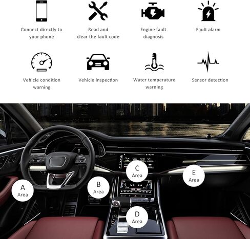 OBD2 Bluetooth Scanner for Car, Wireless OBDII Auto Engine Fault Code Reader Scan Tool w/Exclusive App, Universal Professional Vehicle OBD2 Diagnostic Tester for Phone & PC in Saudi Arabia