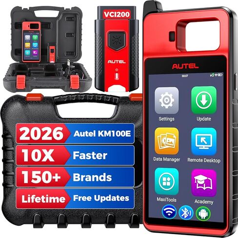 Autel Scanner KM100E OBD2 Tool: 2026 Lite Version of IM508 Pro, IM608 Pro 2 IM608S II, V200 Wireless BT Connect, Auto Scan 2.0, Android 9.0, 10X Faster Hardware, Full Functions, 200+ Brands Coverage in Kuwait