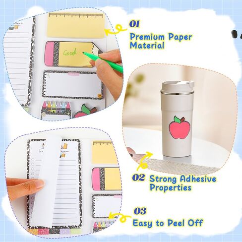 Teacher Sticky Notes,Teacher Appreciation Gifts,Teachers Gifts Self-Stick Note Pads School Supplies for Teachers Cute Post It Notes Sticky Note Set for Professor Tutor Presents in Saudi Arabia