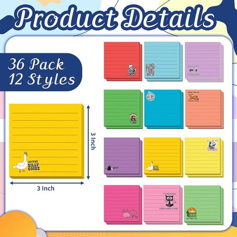 36Pcs Funny Sticky Notes for Work 3x3 Fun Sticky Notes Sarcastic Self Adhesive Notepads Fun Work Gifts for Coworker Teachers School Office Supplies in Kuwait