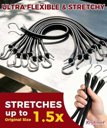 10" 15" 21" 31" Bungee Cords with Hooks Heavy Duty 20 Pack – EPDM Rubber UV Resistant, Assorted Sizes, Tarp Straps Tie Down for Truck, Towing, Construction, Marine, Trailer in Saudi Arabia
