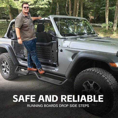 for Wrangler JL Running Boards Side Steps Compatible with 2018-2026 Jeep Wrangler JL JLU Unlimited 4 Doors (Include 4XE Model), Two Stairs Nerf Bars Step Plates Rock Sliders Rail (Carbon Steel) in Kuwait