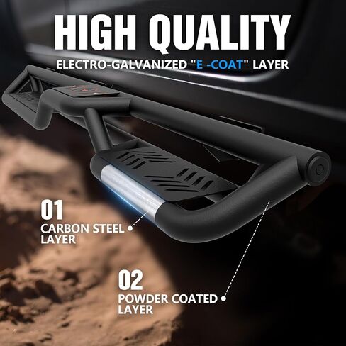 for Wrangler JL Running Boards Side Steps Compatible with 2018-2026 Jeep Wrangler JL JLU Unlimited 4 Doors (Include 4XE Model), Two Stairs Nerf Bars Step Plates Rock Sliders Rail (Carbon Steel) in Kuwait