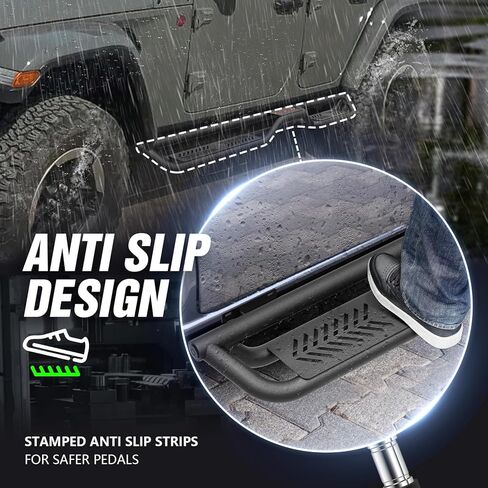 for Wrangler JL Running Boards Side Steps Compatible with 2018-2026 Jeep Wrangler JL JLU Unlimited 4 Doors (Include 4XE Model), Two Stairs Nerf Bars Step Plates Rock Sliders Rail (Carbon Steel) in Kuwait