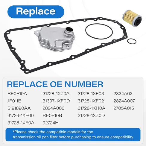 RE0F10A RE0F10B JF011E Transmission Filter Oil Pan Gasket Kit, Compatible with Dodge Caliber Mitsubishi Lancer Outlander jeep Compass Patriot Nissan Rogue Select Sentra, Replaces 05191890AA in Saudi Arabia