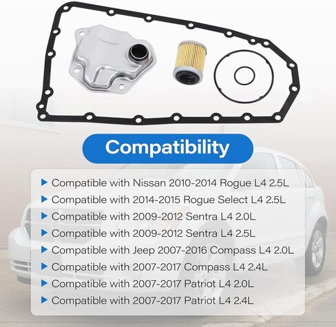 RE0F10A RE0F10B JF011E Transmission Filter Oil Pan Gasket Kit, Compatible with Dodge Caliber Mitsubishi Lancer Outlander jeep Compass Patriot Nissan Rogue Select Sentra, Replaces 05191890AA in Saudi Arabia