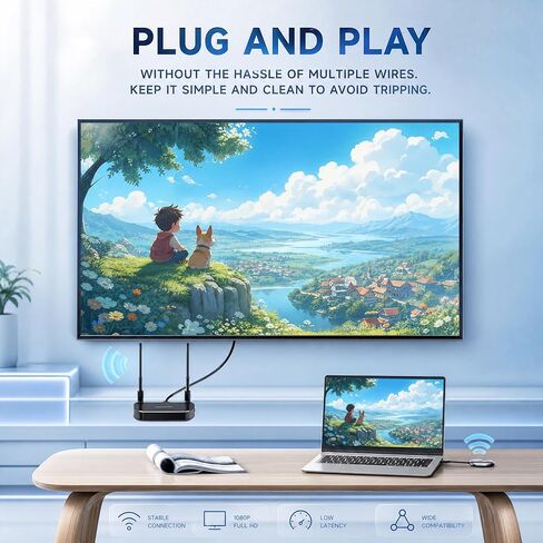 Wireless HDMI Transmitter and Receiver 4K, MpioLife Wireless HDMI Extender 5G Wireless HDMI/VGA Transmitter Receiver Kit, 164FT/50M Streaming Video Smooth for Laptop/Computer to Monitor/Projector/HDTV in Saudi Arabia