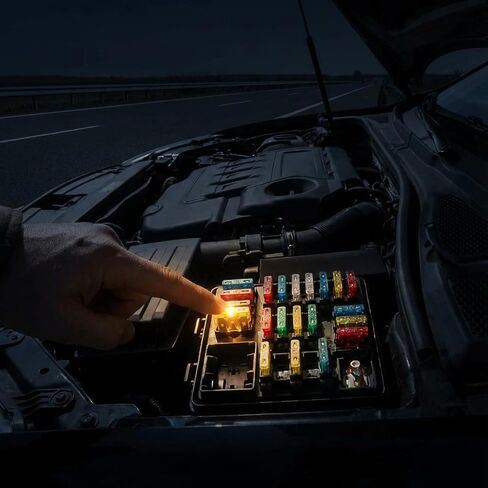 56pcs Light Up Fuses Automotive Assortment Kit, Glow Fuses with LED Indicator, Standard & Mini Blade Fuses Glow When Blown, Smart Car Fuse Replacement for Truck RV Boat SUV with 2 Pullers in Saudi Arabia