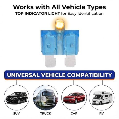 56pcs Light Up Fuses Automotive Assortment Kit, Glow Fuses with LED Indicator, Standard & Mini Blade Fuses Glow When Blown, Smart Car Fuse Replacement for Truck RV Boat SUV with 2 Pullers in Saudi Arabia