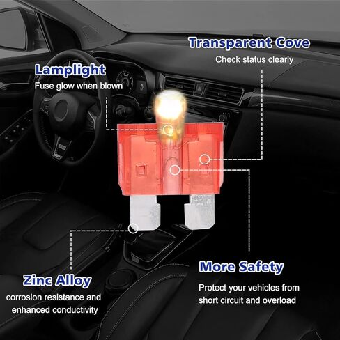 56pcs Light Up Fuses Automotive Assortment Kit, Glow Fuses with LED Indicator, Standard & Mini Blade Fuses Glow When Blown, Smart Car Fuse Replacement for Truck RV Boat SUV with 2 Pullers in Saudi Arabia