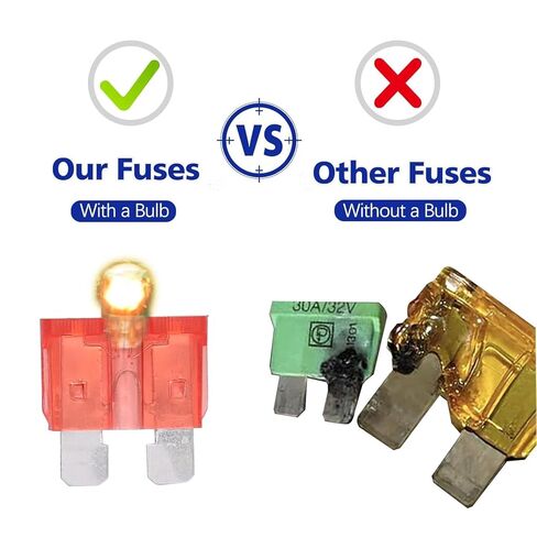56pcs Light Up Fuses Automotive Assortment Kit, Glow Fuses with LED Indicator, Standard & Mini Blade Fuses Glow When Blown, Smart Car Fuse Replacement for Truck RV Boat SUV with 2 Pullers in Saudi Arabia
