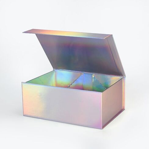 9.25"X6.7"X3.93" Geoto A5 Deep Size Gift Wrapping Box, Magnetic Closure Collapsible Magnet Gift Packaging Box (Holographic, Pack of 1) in Saudi Arabia